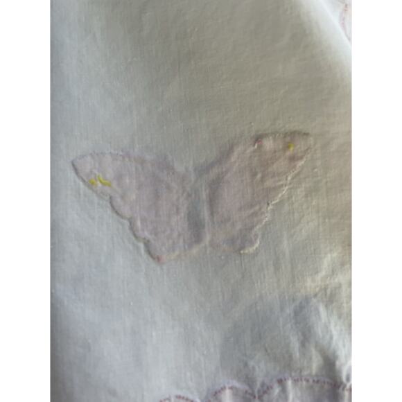 Vintage Pink Placemats Butterfly Applique Cotton Set of 4 Cottage Core - Picture 4 of 11